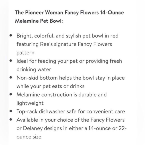 🦋 New Pioneer Woman Fancy Flowers (2) 14-Ounce Pet Bowls, Dog or Cat Bowls - Picture 5 of 11
